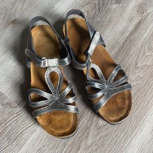 Naot Pewter Leather Sandals